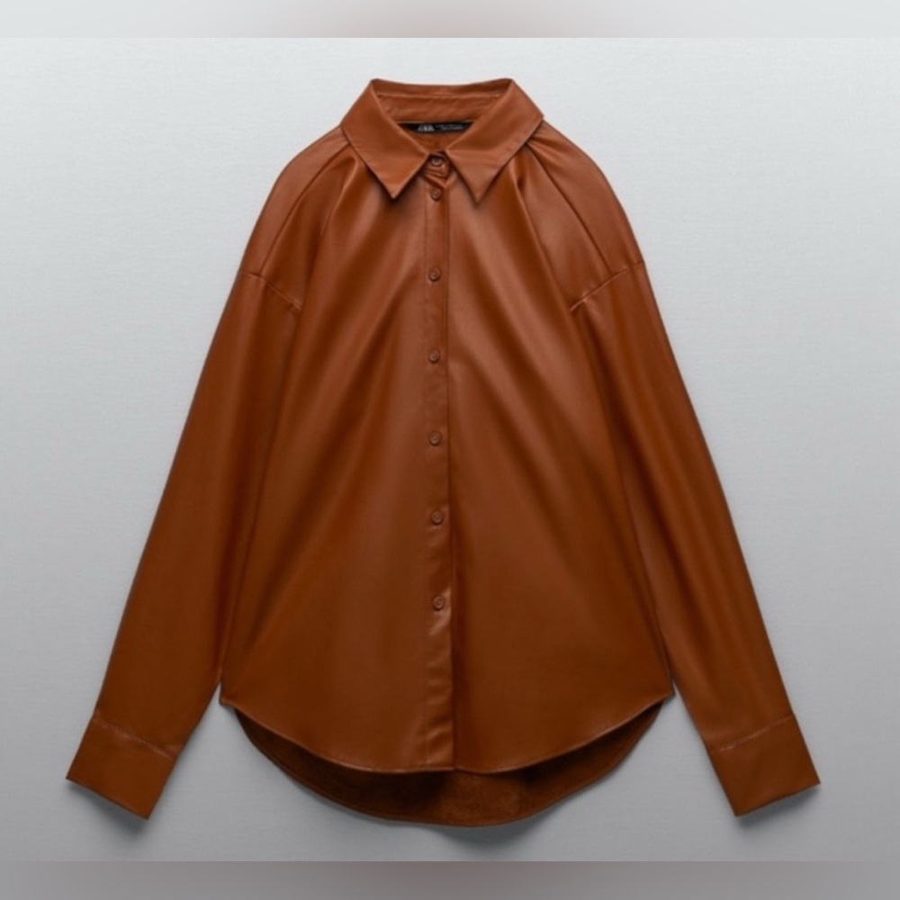 Zara Whiskey Faux Leather Shirt